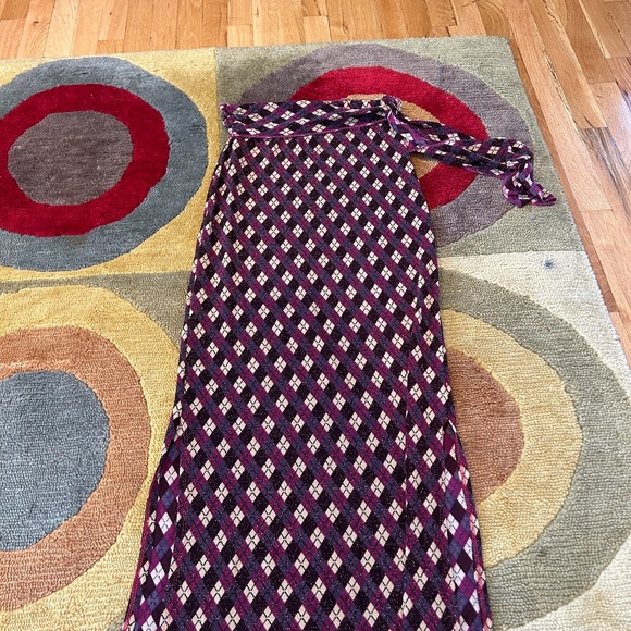 10 for $15 Top Secret Y2K Argyle Pattern Glitter Belted Long Skirt Side Slit - Picture 8 of 8